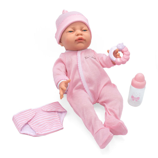 La Newborn® 17" All-Vinyl Retro La Newborn Doll in Pink Set w/ accessories. Window Box