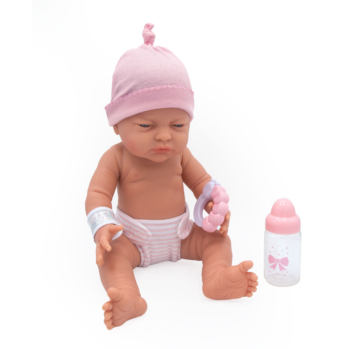 La Newborn® 17" All-Vinyl Retro La Newborn Doll in Pink Set w/ accessories. Window Box