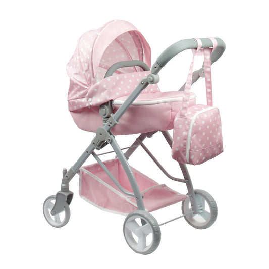 JC Toys - Berenguer Boutique Playtime | Deluxe Folding Sports Pram Stroller | Royal Pink Collection | for Dolls up to 20" | Ages 3+