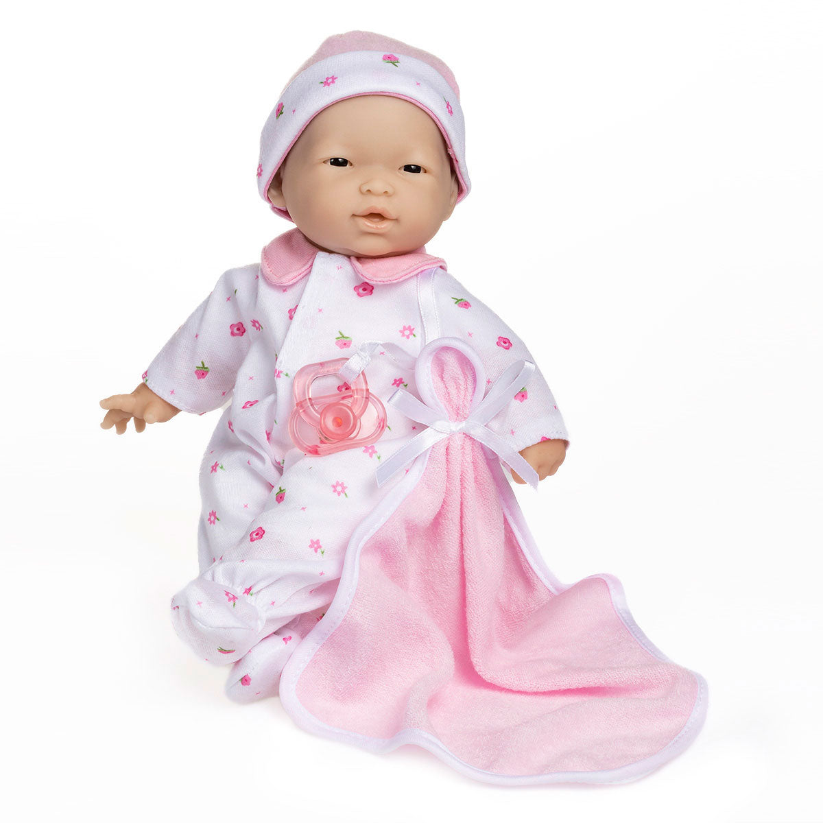 JC Toys, La Baby 11 inch Soft Body Asian Baby Doll in Pink Outfit