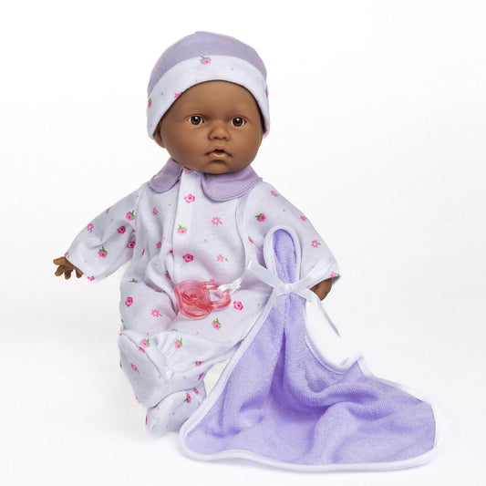 JC Toys, La Baby 11 inch Soft Body Hispanic Baby Doll in Purple Outfit