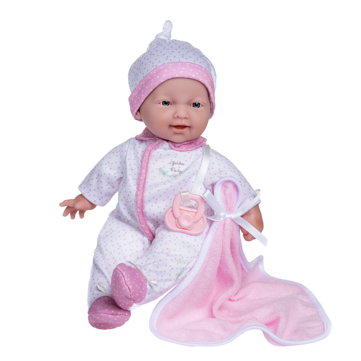 La Baby ® 11" Mini Soft Body Baby Doll White Onesie w/ Blanket & Pacifier.