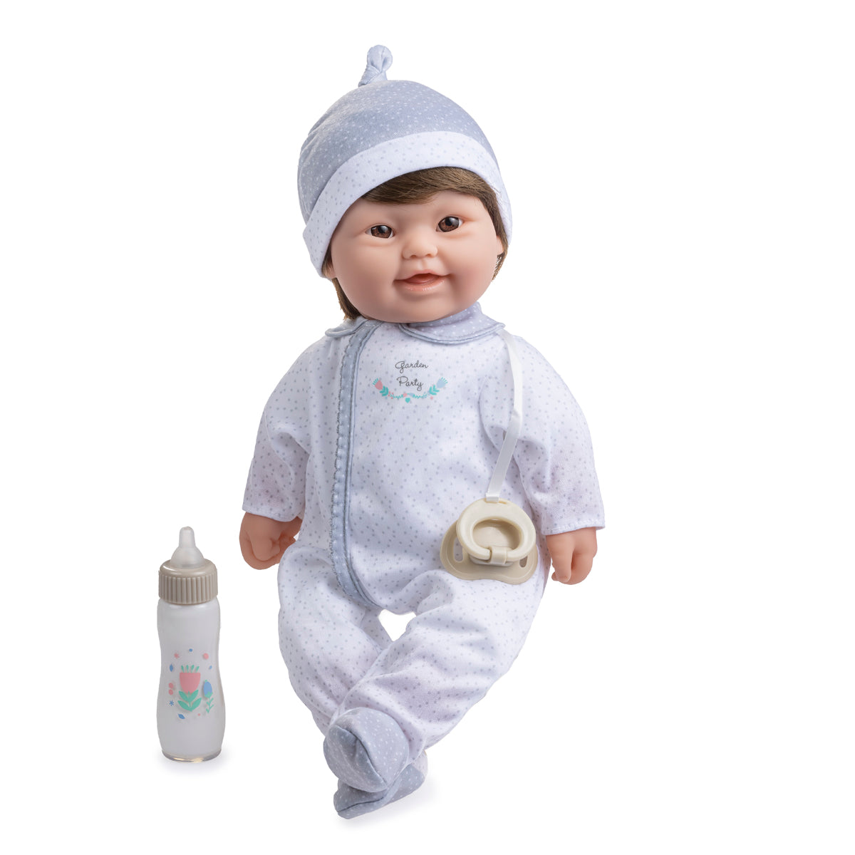 JC Toys, Down Syndrome La Baby 16 inches Soft Body Baby Doll Brown Hair - Realistic Features