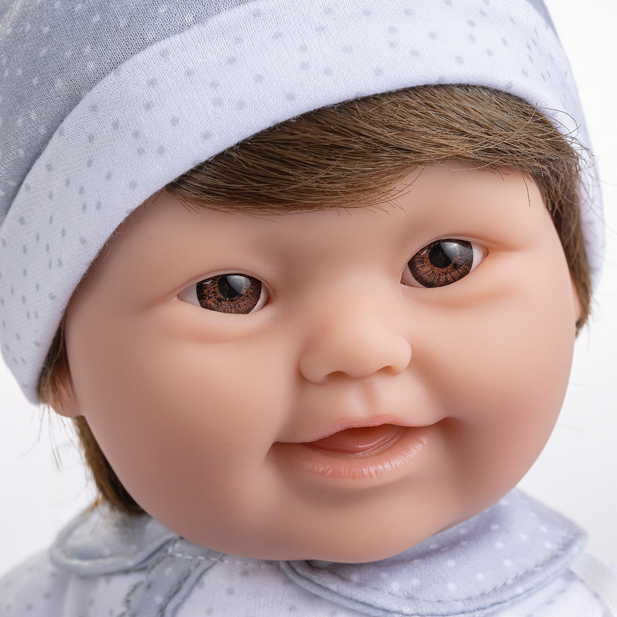 JC Toys, Down Syndrome La Baby 16 inches Soft Body Baby Doll Brown Hair - Realistic Features