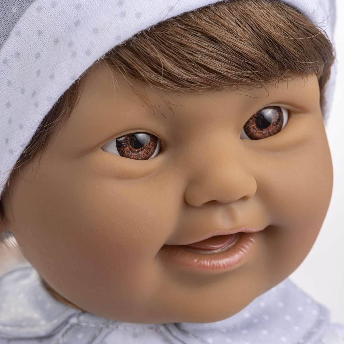 JC Toys, Ethnic Down Syndrome La Baby 16 inches Soft Body Baby Doll Brown Hair - Realistic Features