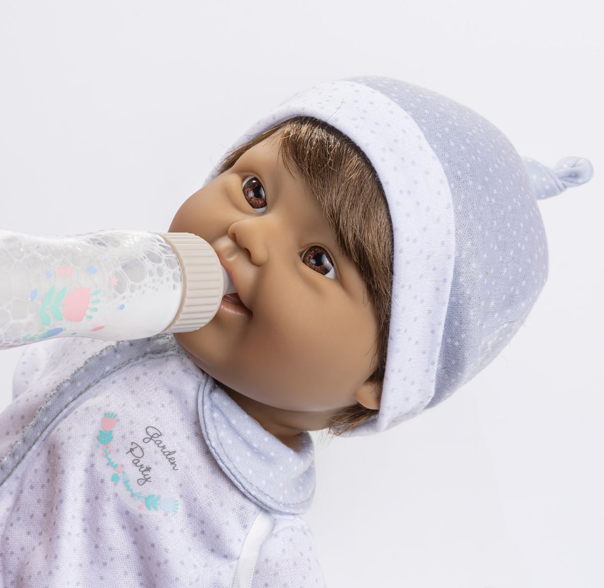 JC Toys, Ethnic Down Syndrome La Baby 16 inches Soft Body Baby Doll Brown Hair - Realistic Features