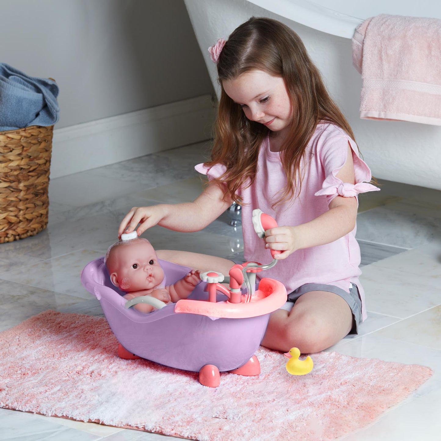 JC Toys, Lots to Love Babies 14" All-Vinyl Doll Bathtub Gift Set with Rubber Ducky