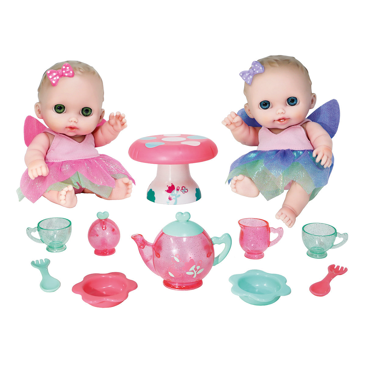 Lil' Cutesies Baby Dolls All-Vinyl 8.5" Twin Fairy Tea Gift Set For Children 2+ - JC Toys Group Inc.