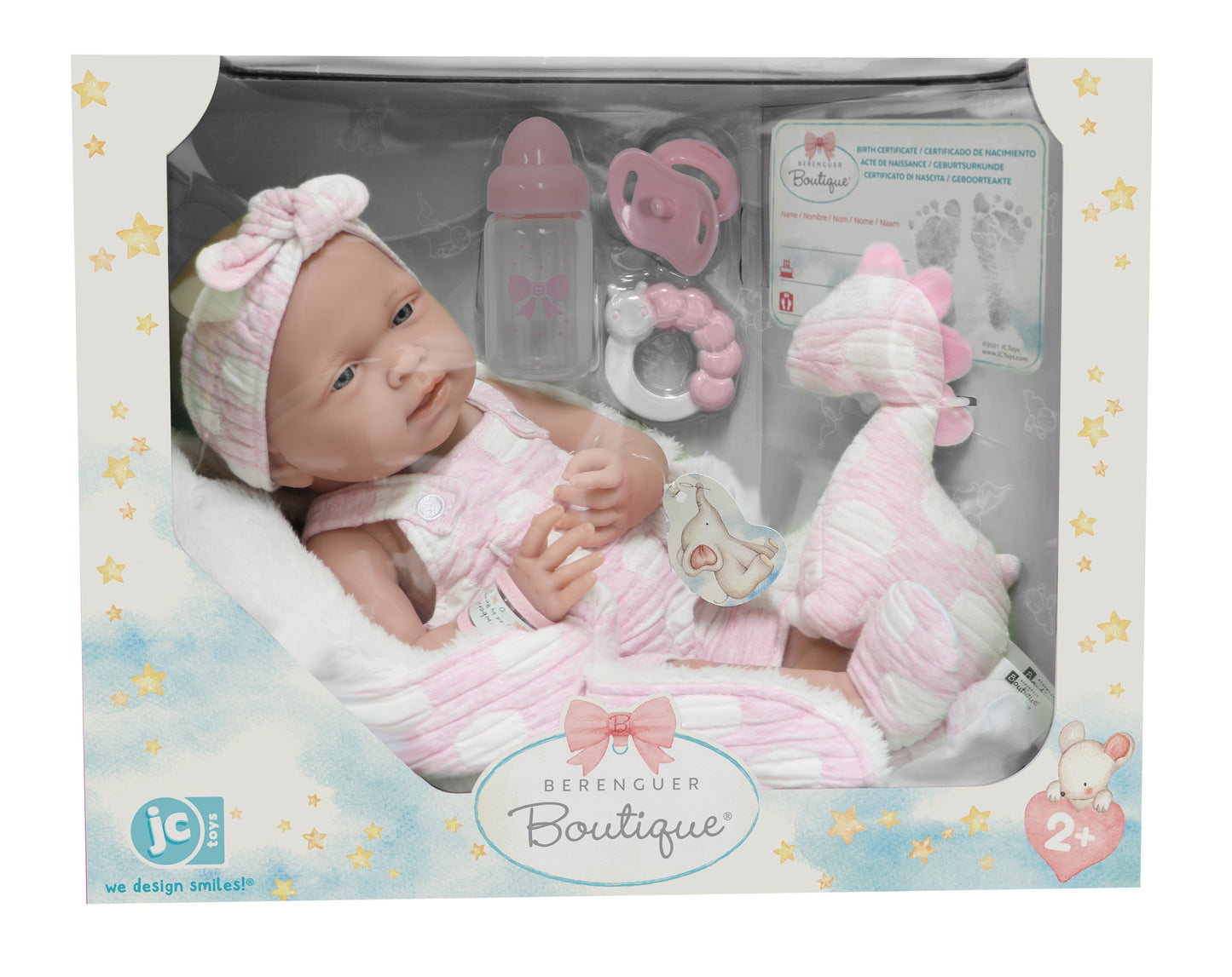 JC Toys, La Newborn AllVinyl Real Girl 15in Baby Doll-Pink with White Polka Dots