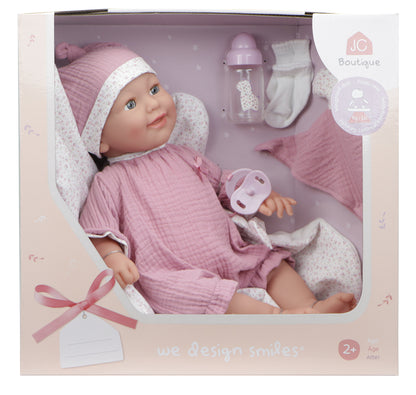 (PRE-ORDER ONLY AVAILABLE AUG 2026)JC Toys, La Newborn Soft Body Weighted Baby Doll 17in Bedtime