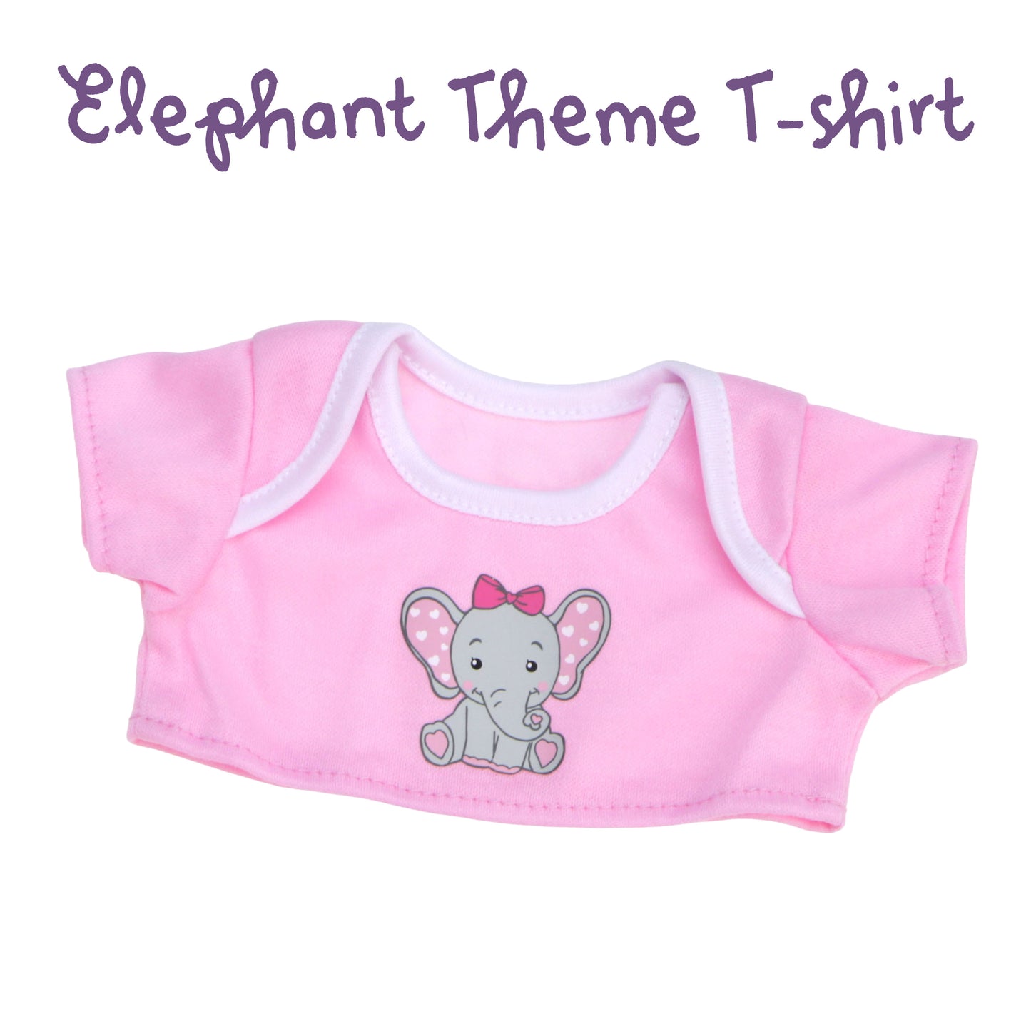 JC Toys Pink Elephant 4-Piece Doll Outfit – Hat, Top, Diaper, and Booties Set | Fits 12–15” Dolls | Soft Fabric & Easy Velcro Closure