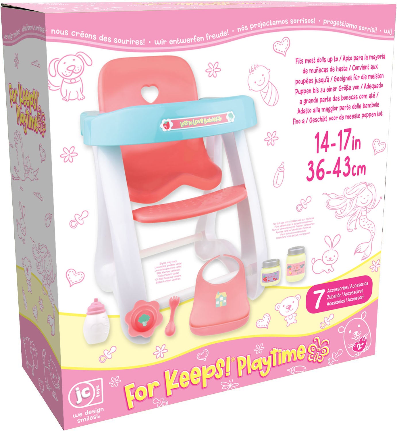 For Keeps! Highchair + Accessory Gift Set fits dolls up to 16” dolls - Ages 2+