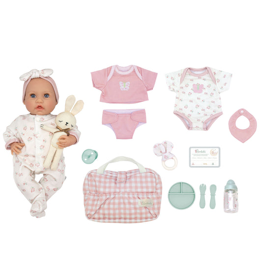 (PRE-ORDER ONLY AVAILABLE AUG 2026)Bonbebé® 15.5” Weighted Reborn Baby Doll with Real Heartbeat, 16-Piece Gift Set (Pink, Caucasian)