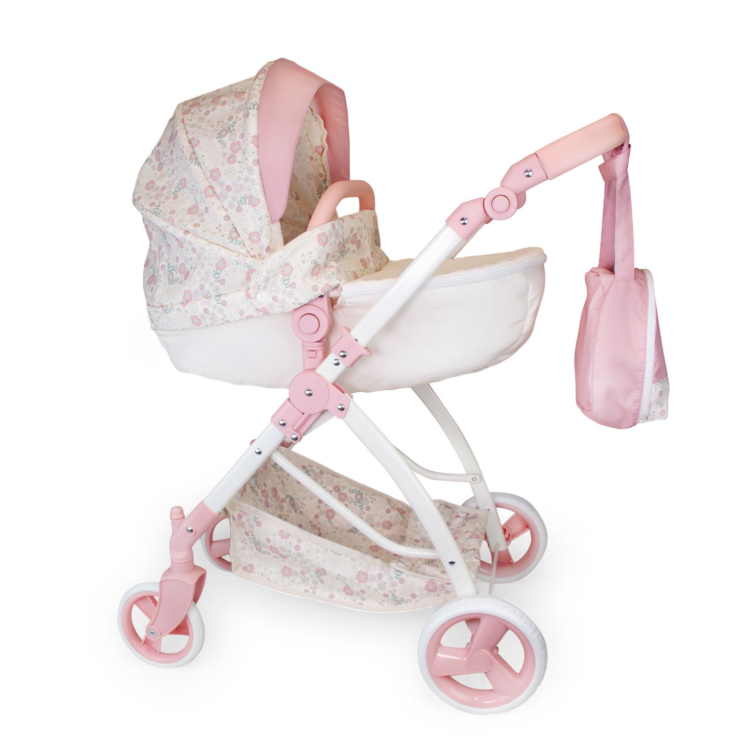 (PRE-ORDER ONLY AVAILABLE AUG 2026)Bonbebé® Sports Pram with Diaper Bag – Deluxe Doll Stroller (Pink Collection)