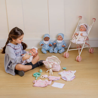 (PRE-ORDER ONLY AVAILABLE AUG 2026)Bonbebé® 15.5” Weighted Reborn Baby Doll with Real Heartbeat, 16-Piece Gift Set (Blue , African American)