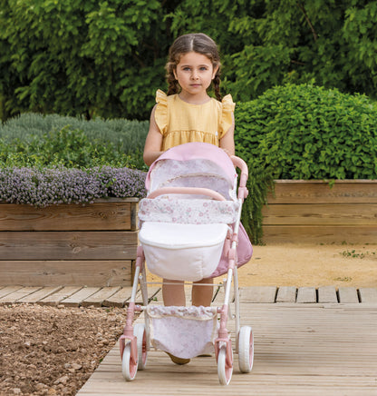 (PRE-ORDER ONLY AVAILABLE AUG 2026)Bonbebé® Sports Pram with Diaper Bag – Deluxe Doll Stroller (Pink Collection)