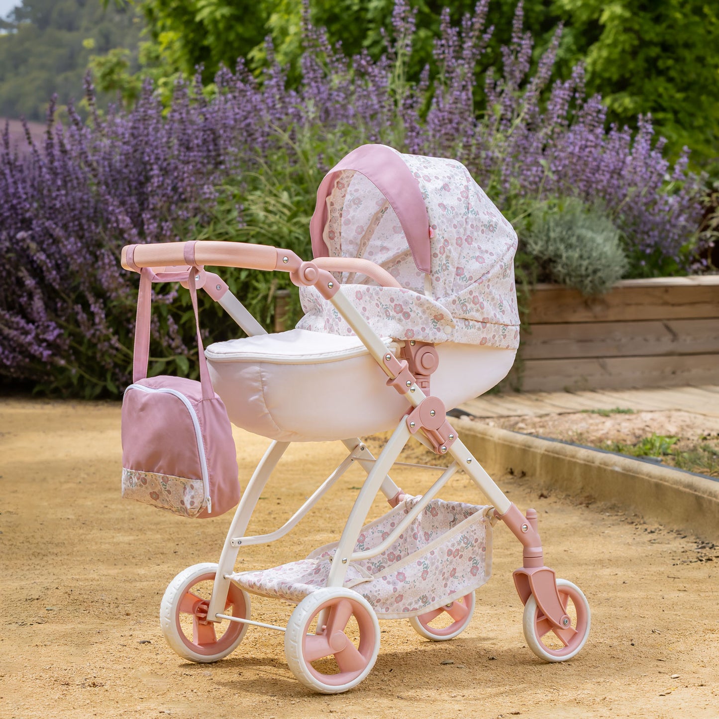 (PRE-ORDER ONLY AVAILABLE AUG 2026)Bonbebé® Sports Pram with Diaper Bag – Deluxe Doll Stroller (Pink Collection)