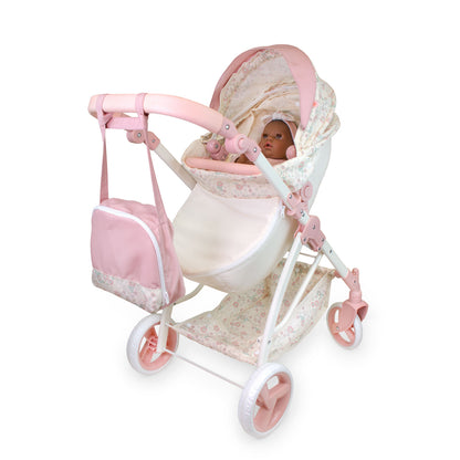 (PRE-ORDER ONLY AVAILABLE AUG 2026)Bonbebé® Sports Pram with Diaper Bag – Deluxe Doll Stroller (Pink Collection)