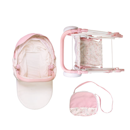 (PRE-ORDER ONLY AVAILABLE AUG 2026)Bonbebé® Sports Pram with Diaper Bag – Deluxe Doll Stroller (Pink Collection)