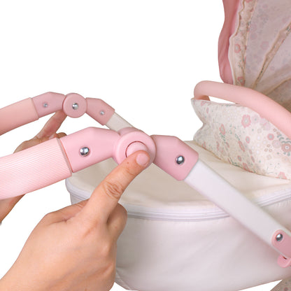 (PRE-ORDER ONLY AVAILABLE AUG 2026)Bonbebé® Sports Pram with Diaper Bag – Deluxe Doll Stroller (Pink Collection)