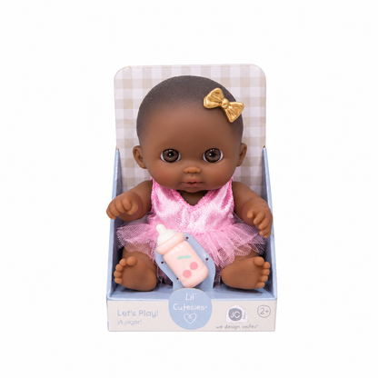 Lil’ Cutesies 8.5" African American All-Vinyl Doll – Sparkle Ballerina Dress
