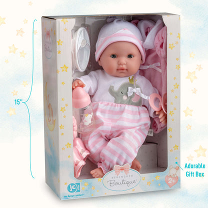 Nonis 15" Realistic Soft Body Baby Doll Open/Close Eyes 10 Pcs. Set | Pink | Ages 2+