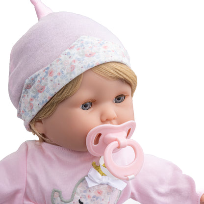 Nonis Boutique 15" Realistic Soft Body Baby Doll Blonde Hair Open/Close Eyes 10 Pcs. Set | Pink | Ages 2+