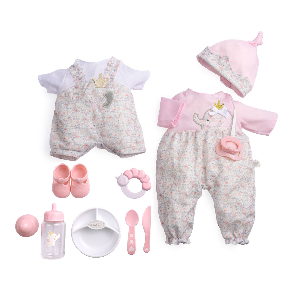 Berenguer Boutique 15" Realistic Soft Body Baby Doll Blonde Hair Open/Close Eyes 10 Pcs. Set | Pink | Ages 2+