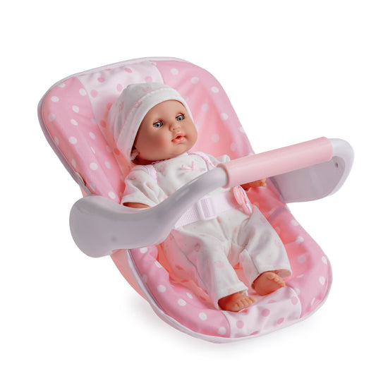 JC Toys 12.5” Soft Body Baby Doll with Pink Polka Dot Carrier – Realistic Newborn Doll with Removable Outfit and Matching Hat – Nonis Berenguer Boutique