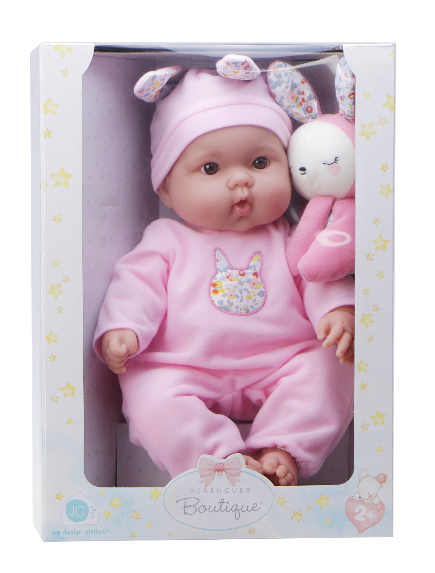 JC Toys Lots to Cuddle Babies 15” Soft Body Doll with Bunny Friend – Includes Plush with Velcro Attachment, Pink Outfit