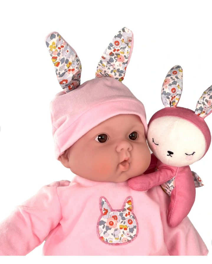 JC Toys Lots to Cuddle Babies 15” Soft Body Doll with Bunny Friend – Includes Plush with Velcro Attachment, Pink Outfit