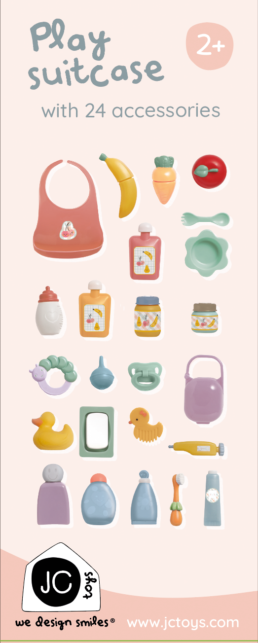 JC Toys Travel Case Care Set. Featuring 24 Pcs Baby Doll Accessories