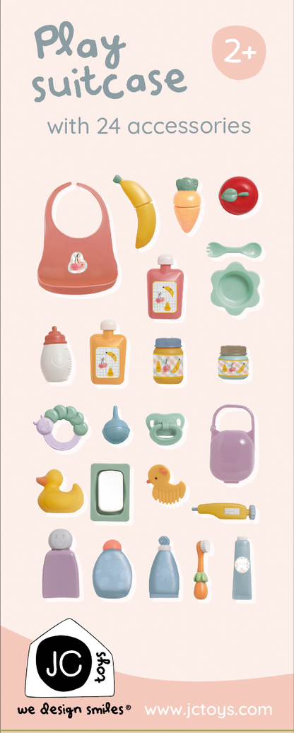 JC Toys Travel Case Care Set. Featuring 24 Pcs Baby Doll Accessories