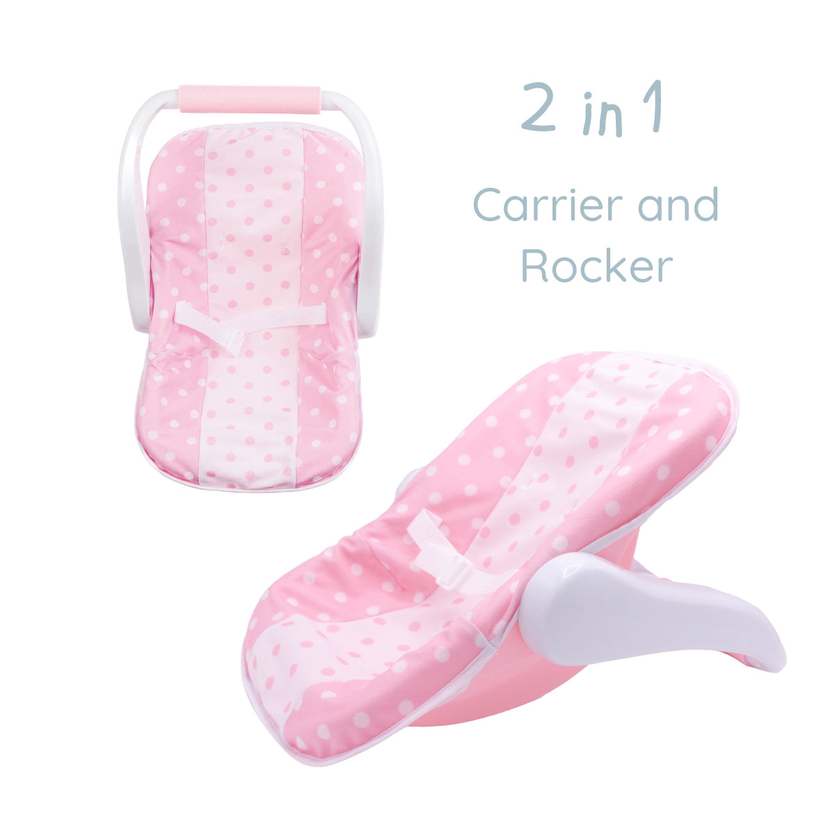 Berenguer Boutique! Pink and White  Carrier with Multi-Position Handle for dolls up to 16"