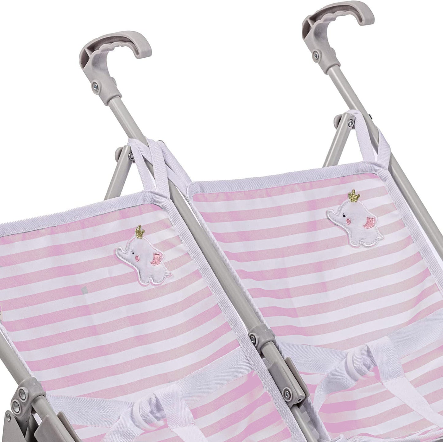 JC Toys Berenguer Boutique Twin Umbrella Baby Doll Stroller Elephant Theme PINK Ages 2 +