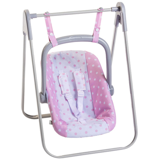 JC Toys - Berenguer Boutique Playtime | 2 in 1 Baby Doll Swing and Portable Carrier | for Dolls up to 18" | Ages 3+ | Pink
