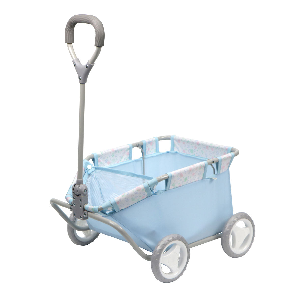 JC Toys - Berenguer Boutique Playtime | Deluxe Folding Pull Along | Blue Floral Collection | For Dolls up to 20" | Ages 3+