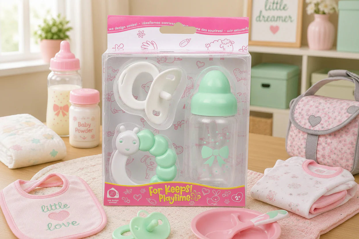 mint milk bottle pack in play room